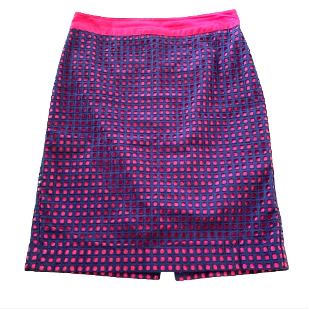 Talbots Womens pencil skirt blue eyelet pink size 2P